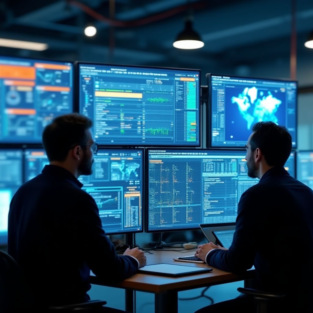 Equipo analizando datos en pantalla